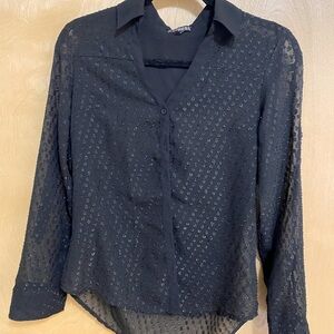 EXPRESS sheer black button down shirt